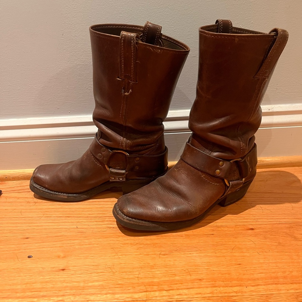 Vintage Frye harness buckle boots